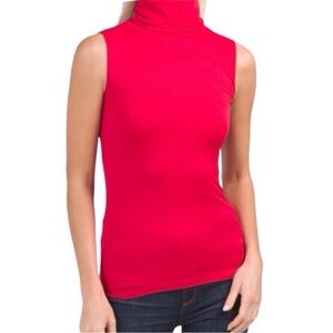 Metric Knit Sleeveless Turtleneck Red Top (NWT) (Size: Medium)